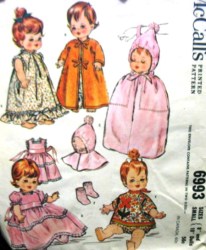 6993 MCCALLS PEBBLES, TINY CHATTY BABY 8-10'' DOLL WARDROBE,UNDIES PATTERN